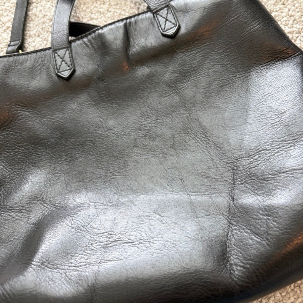 Madewell Zip Top Transport Crossbody Tote Bag Black Leather Minimalist Casual - Picture 3 of 11